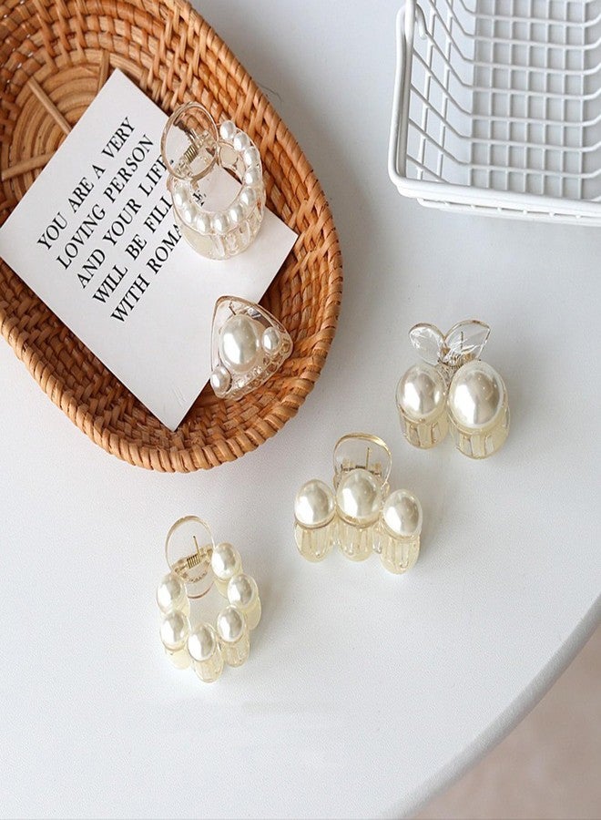 Agirlvct Pearl Hair Clips for Women, Small Hair Claw Clip Strong Hold,Mini Banana Jaw Clip Barrettes Nonslip,Hair Accessories Set Birthday Wedding Gift for Girl Thick Thin Curly Hair(5 PCS) - Image 5